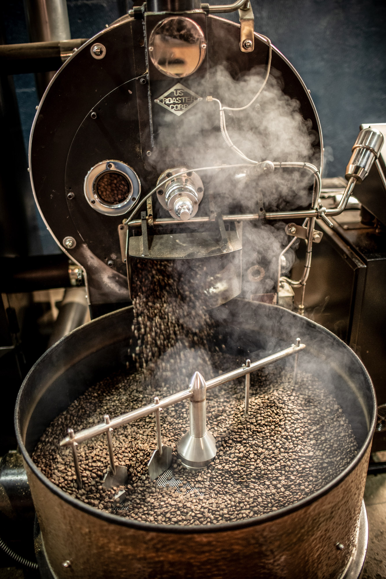 coffee beans in roaster